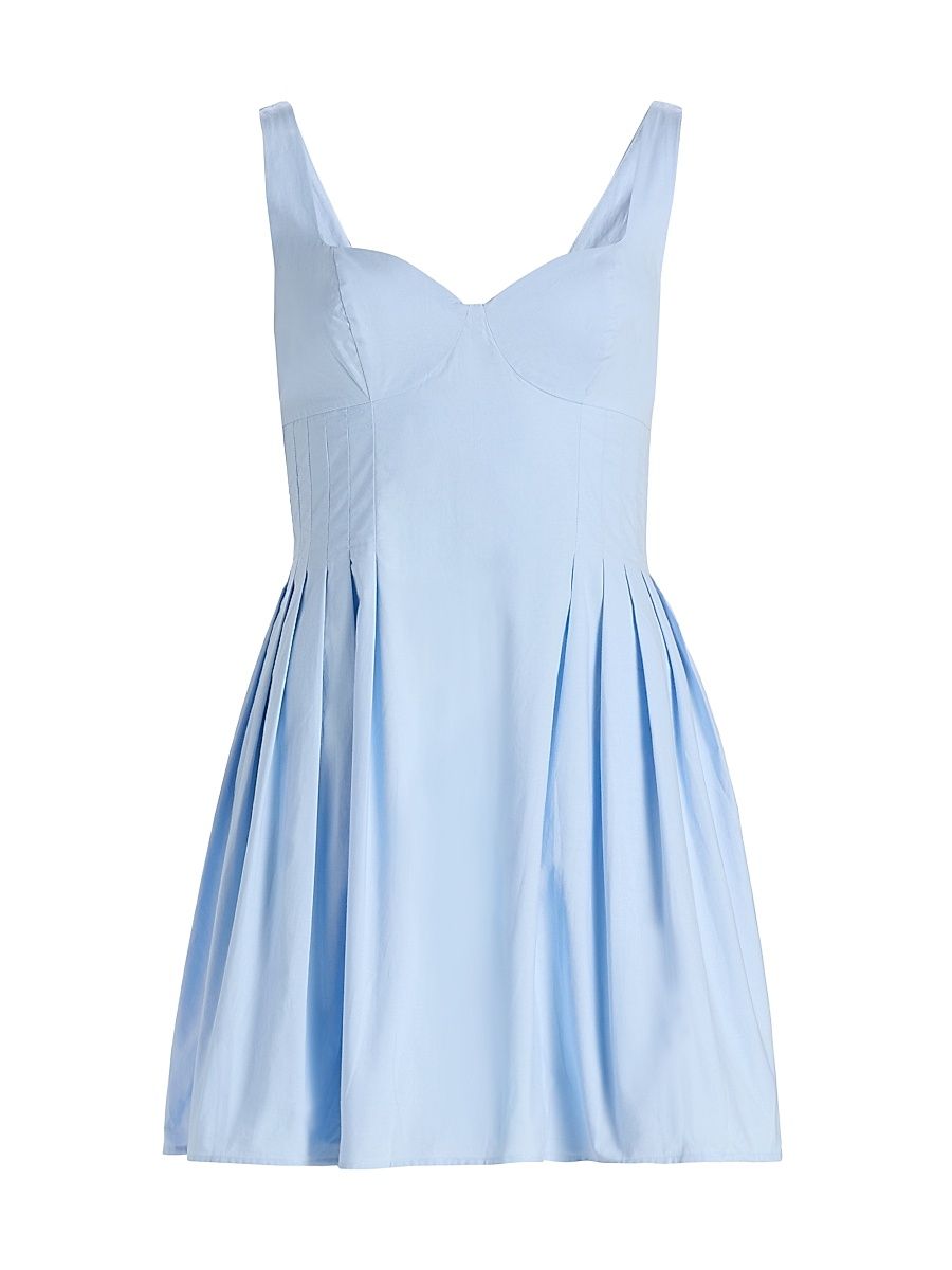Women's Eden Cotton Pleated Minidress - Cloud Blue - Size Medium
