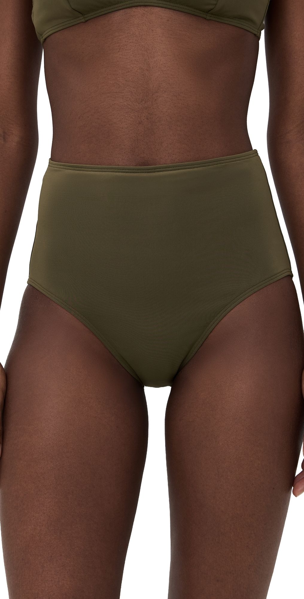 Nili Lotan High Waisted Bikini Bottoms Olive Green S