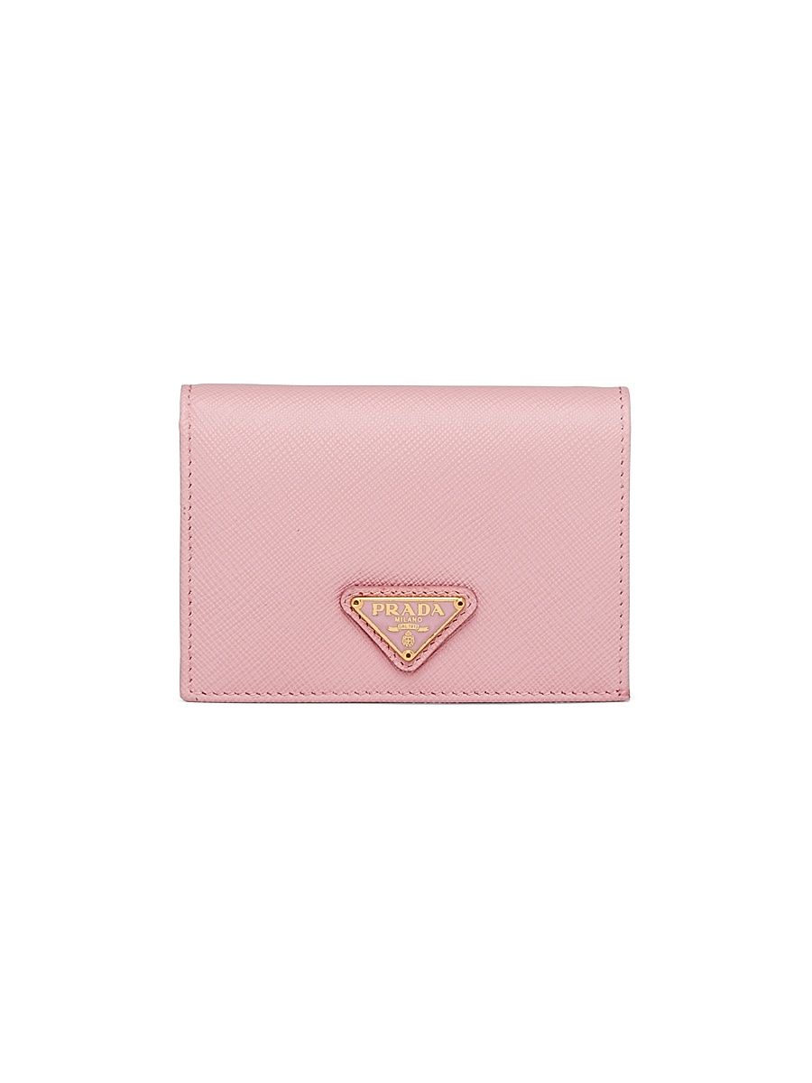 Women's Small Saffiano Leather Wallet - Pink Gold