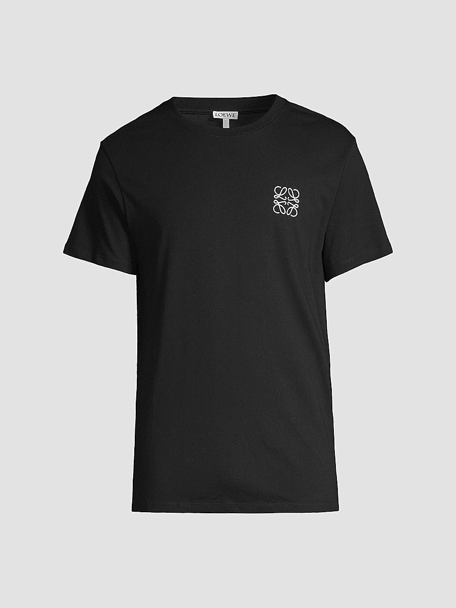 LOEWE Men's Embroidered Anagram T-Shirt - Black - Size Large