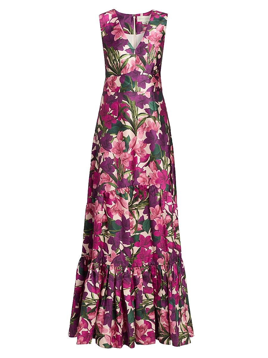 Women's Rori Floral Tiered Gown - Casa Blanca Lillies - Size 0
