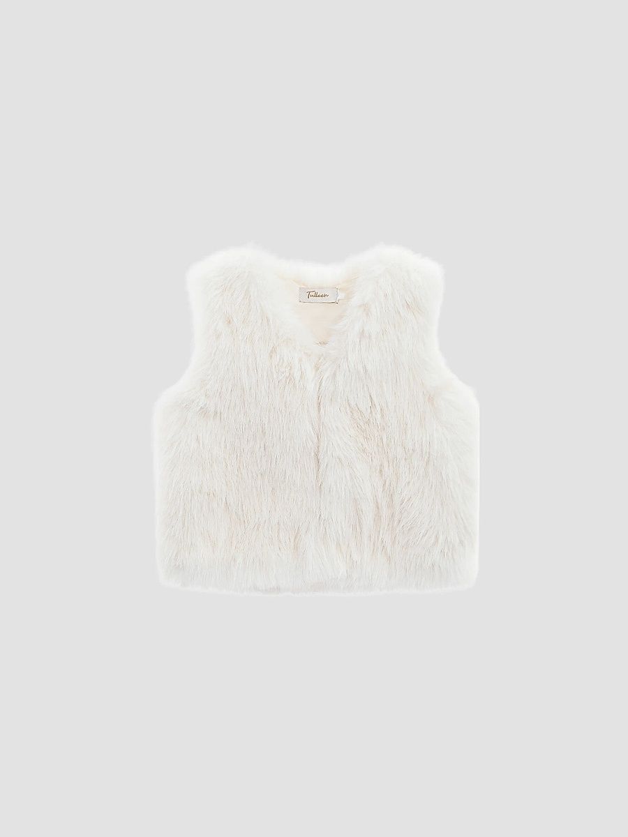 Tulleen Girl's Baby and Little Girl's and Girl's Faux Fur Chic Vest - Ivory - Size 12 Months