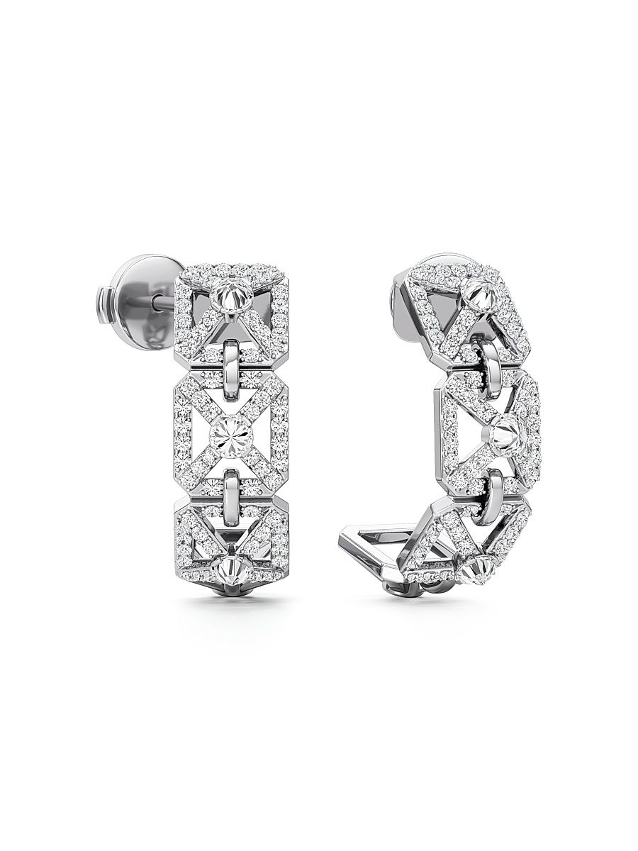 Women's Armor 18K White Gold & 0.79 TCW Lab-Grown Diamond Mini Hoop Earrings - White Gold
