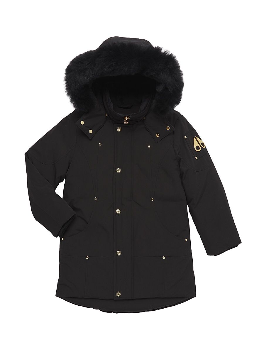 Kid's Shearling-Trimmed Down Jacket - Black - Size 6