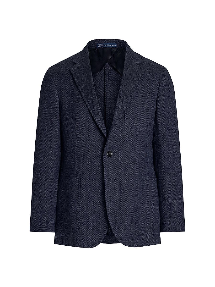 Men's Polo Tailored Herringbone Sportcoat - Dark Navy Navy - Size 44