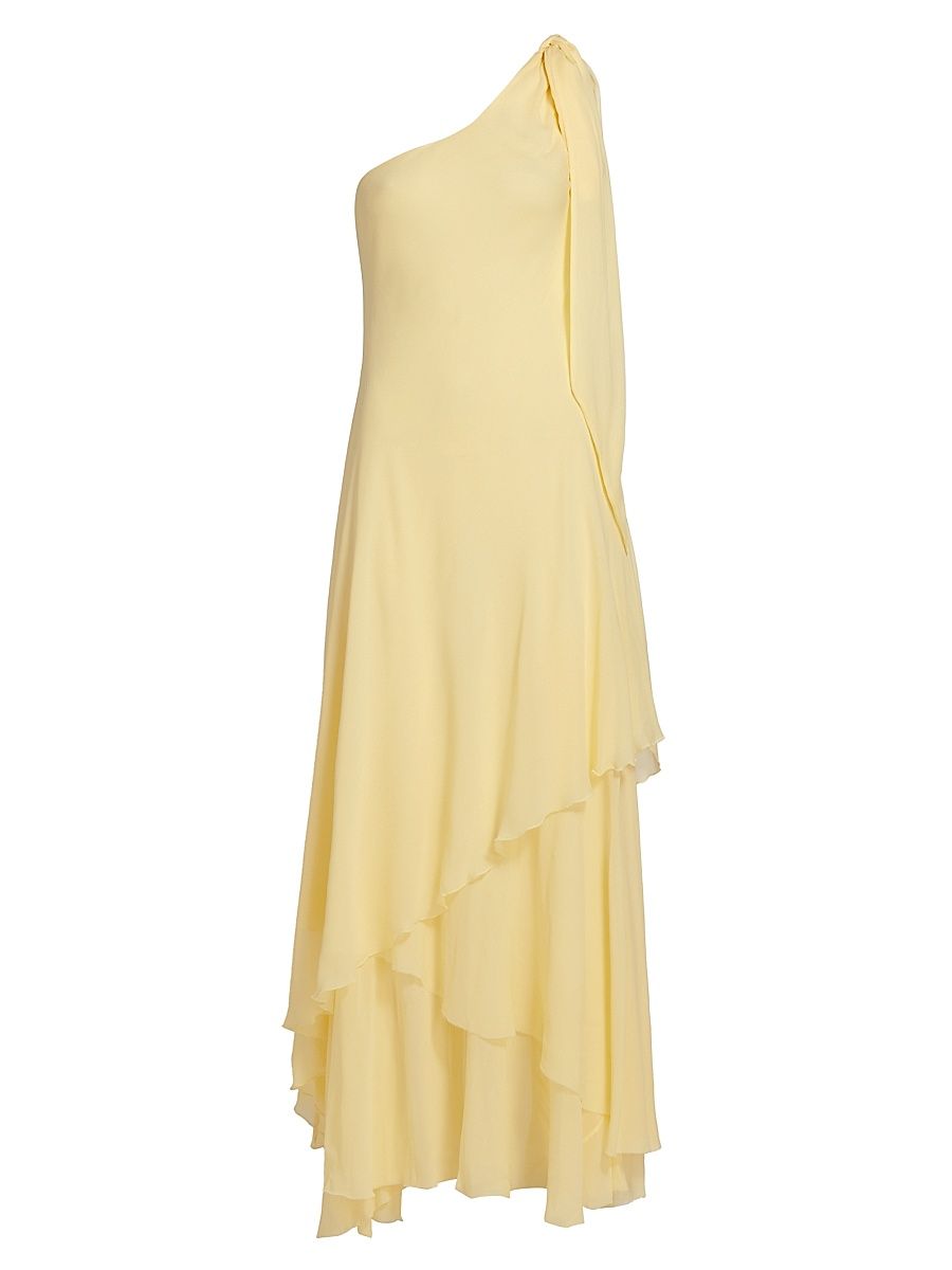 Women's Alliara Asymmetric Draped Maxi Dress - Citron - Size 0