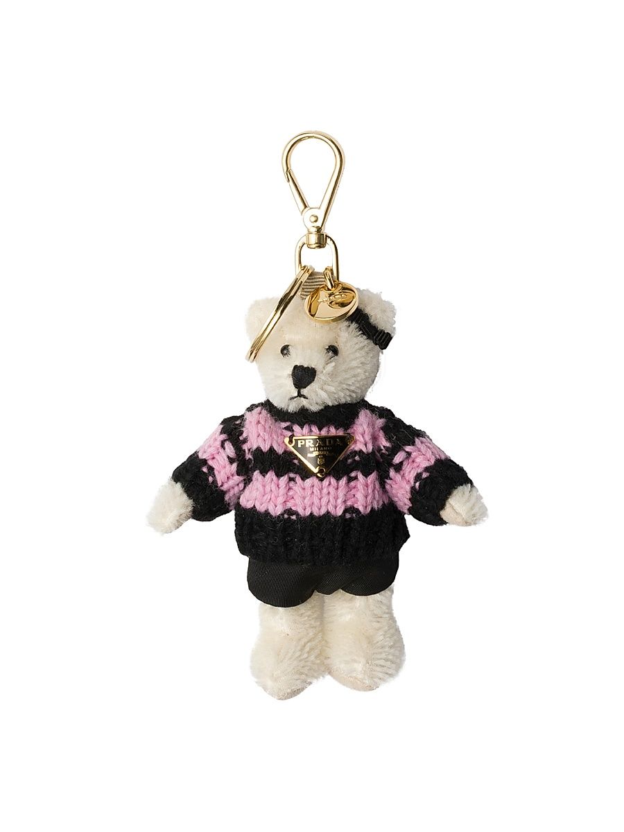 Teddy Bear Bag Charm with Metal Ring - Pink