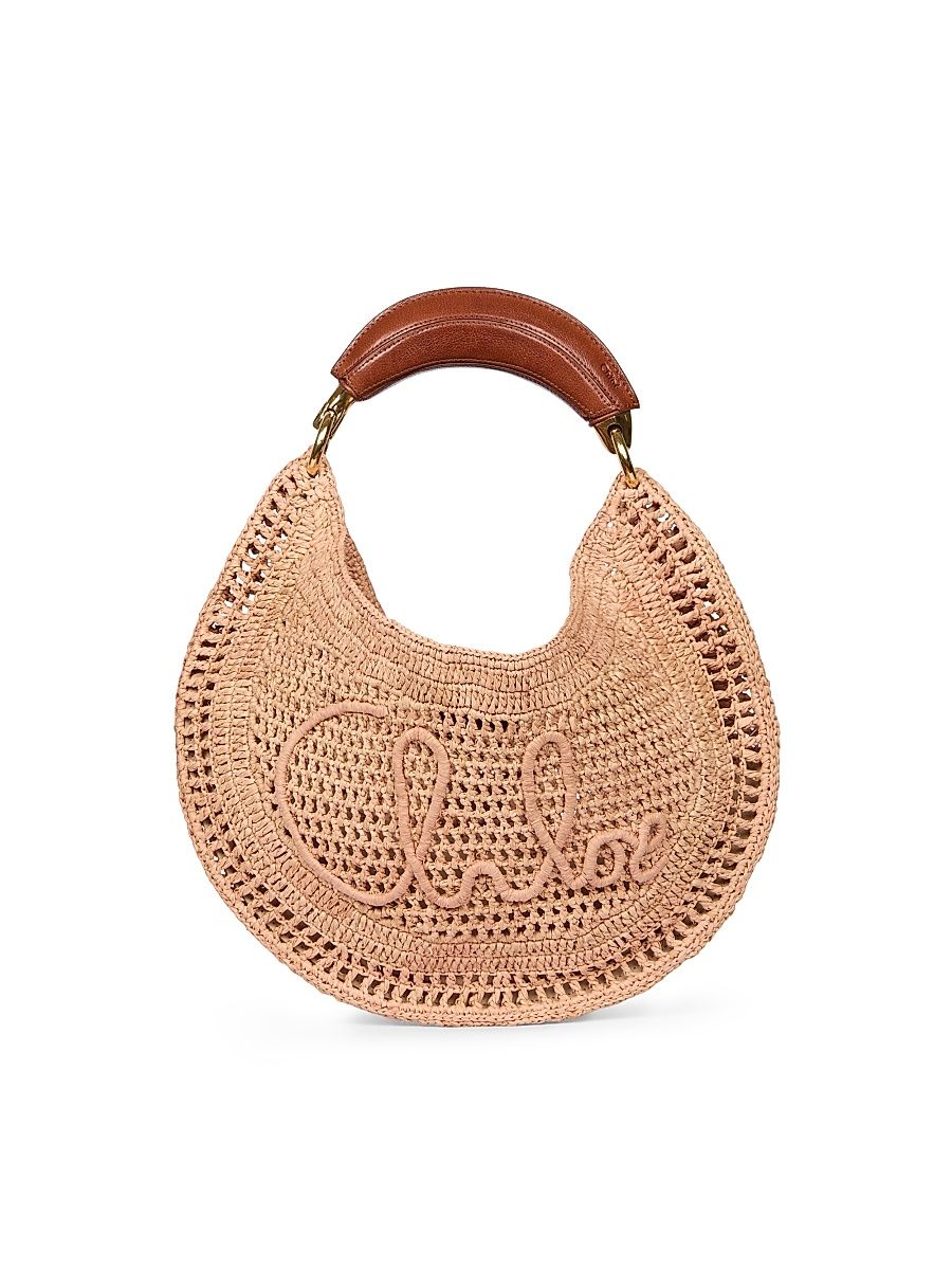 Women's Summer Banana Logo-Crocheted Hobo Bag - Summery Beige