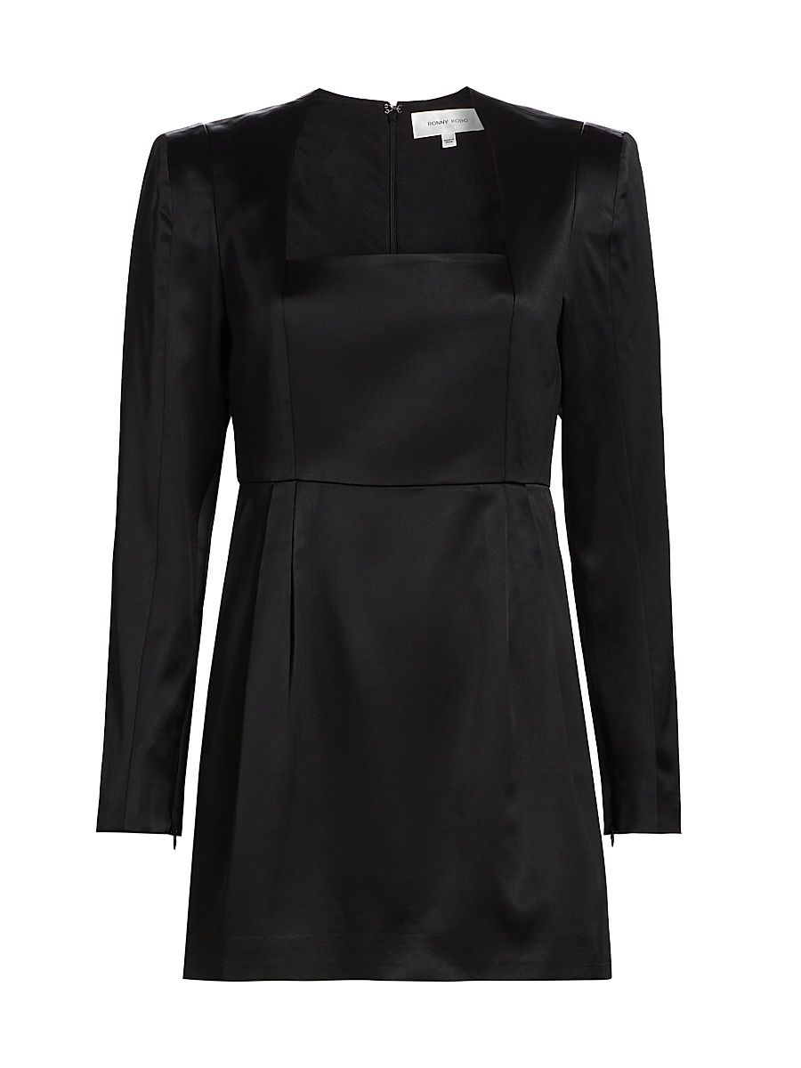 Women's Valentina Squareneck Minidress - Jet Black - Size Medium