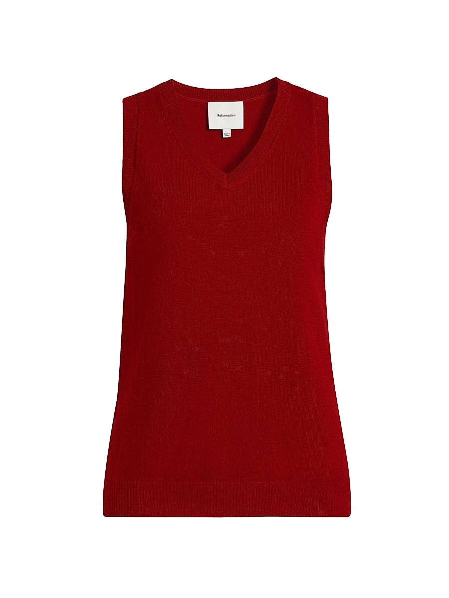 Women's Reese Cashmere Tank - Crimson - Size Medium