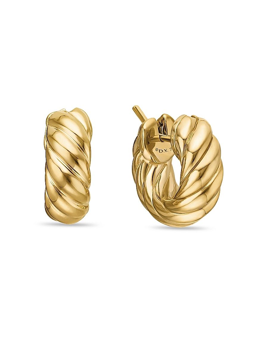 Women's Sculpted Cable Hoop Earrings in 18K Yellow Gold, 14.4MM - Gold