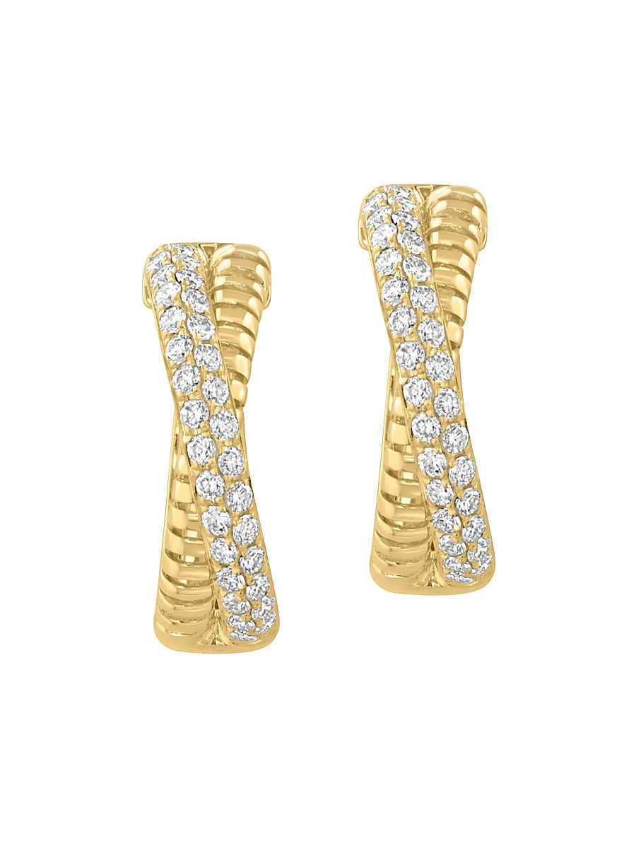 Women's 14K Yellow Gold & 0.88 TCW Diamond Huggie Earrings - Yellow Gold