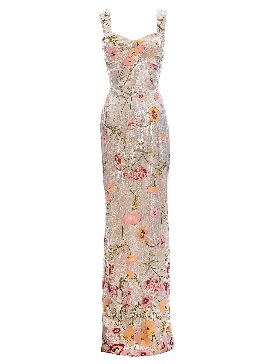 Women's Reese Embroidered Floral Gown - Champagne Multi - Size XL