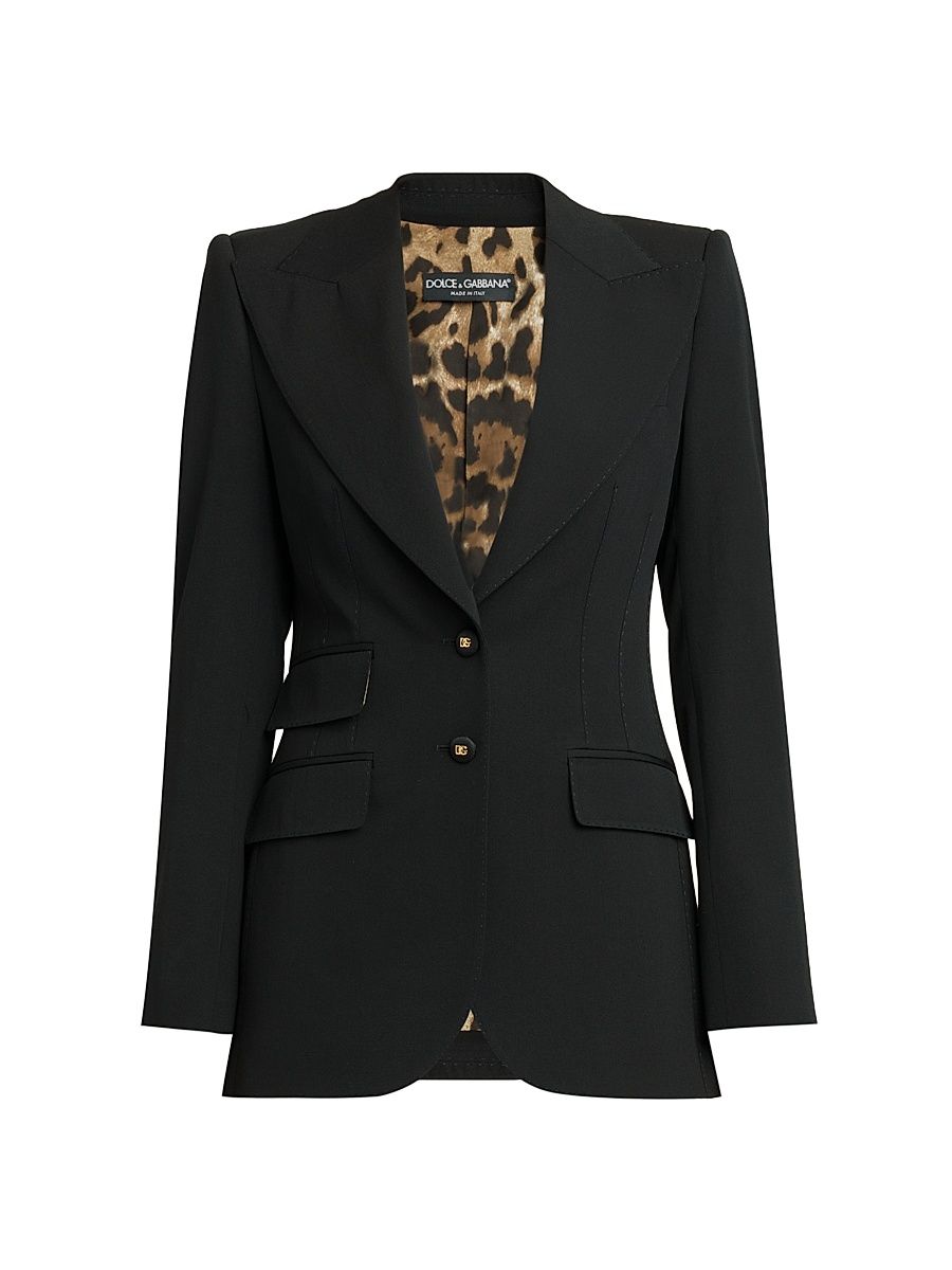 Women's Single-Breasted Wool-Blend Jacket - Nero - Size 18