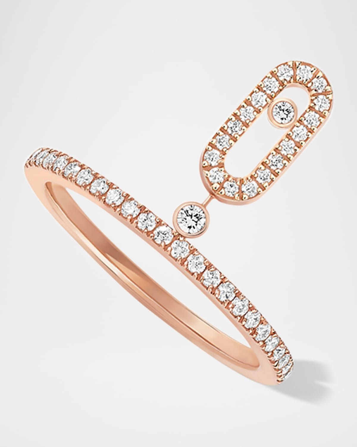 MOVE UNO 18K PINK GOLD PAVE DROP DIAMOND RING
