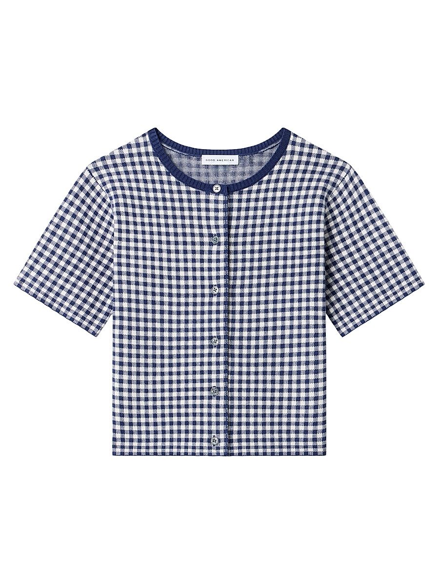 Women's The Keepsake Cardigan - Navy Gingham - Size XL