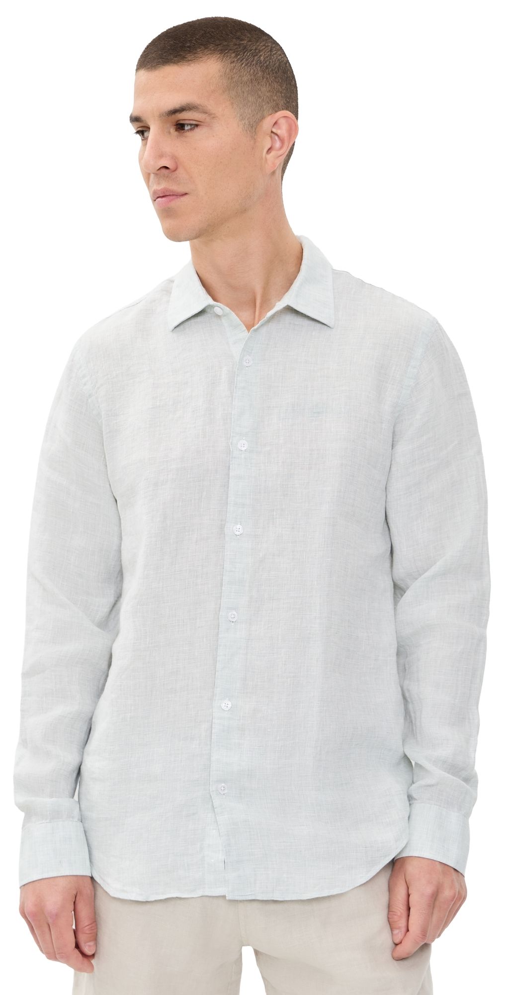 Orlebar Brown Giles Linen Classic Shirt White Jade/White XXL