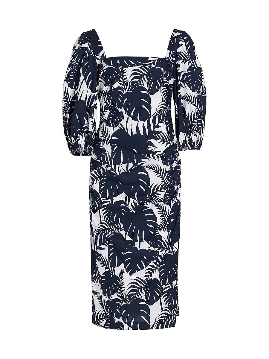 Women's MICHELLE SMITH x Saks Gemma Balloon-Sleeve Midi-Dress - Navy - Size 4