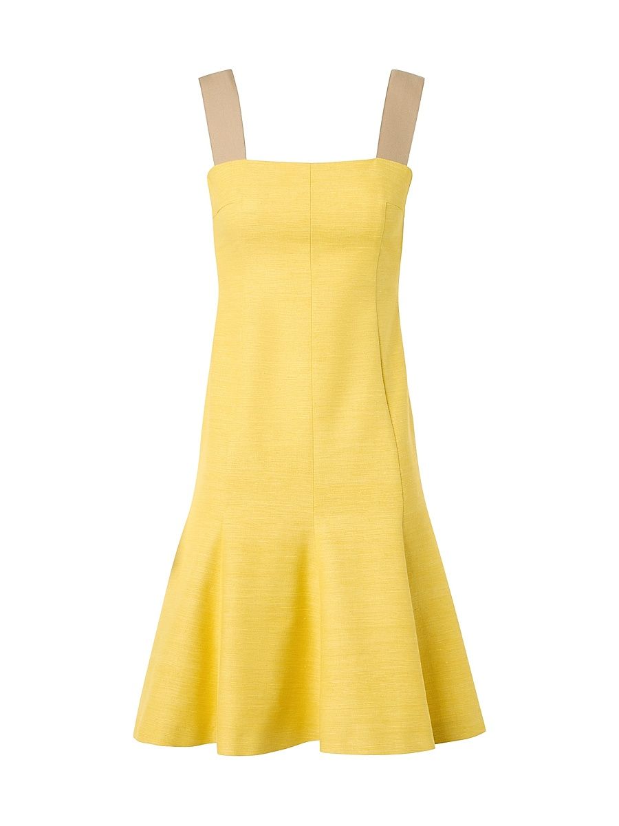 Women's Silk-Blend Knee-Length Dress - Lemon Zing - Size 16