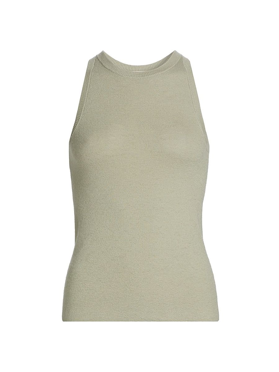 Women's Cashmere Knit Tank - Alfalfa - Size Large