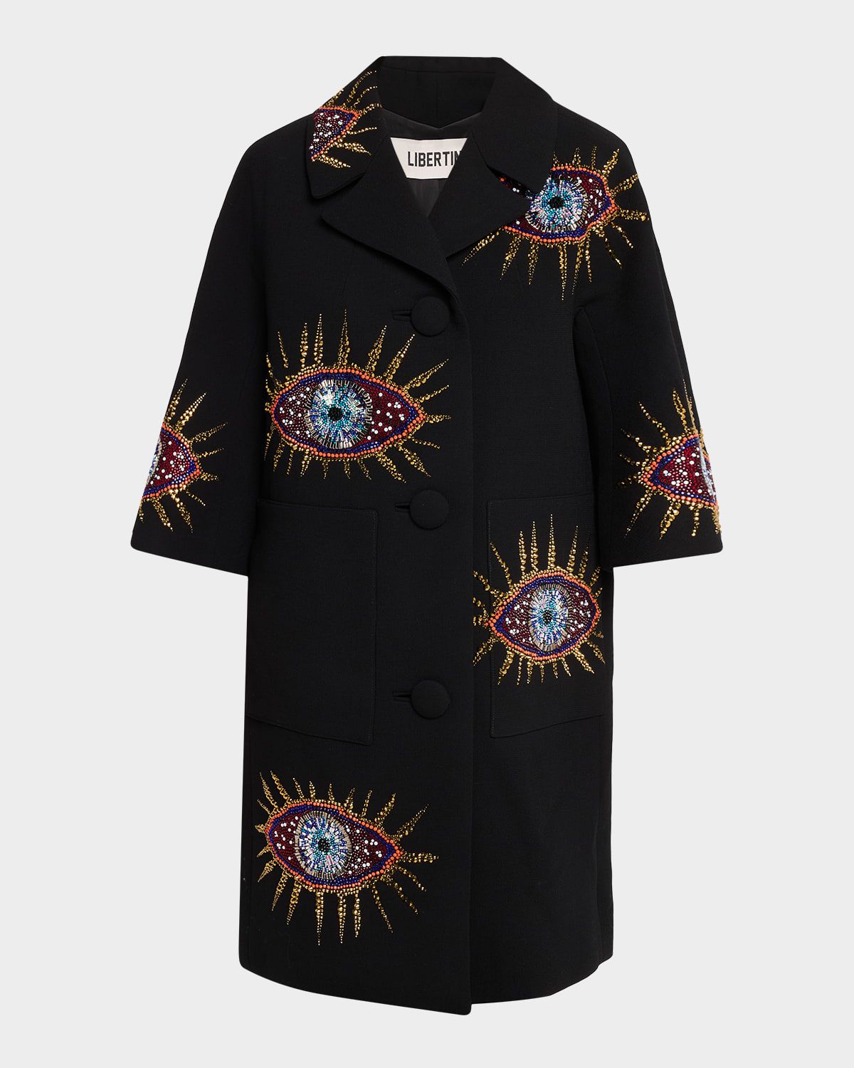 Nazar Embellished Single-Breasted Coat