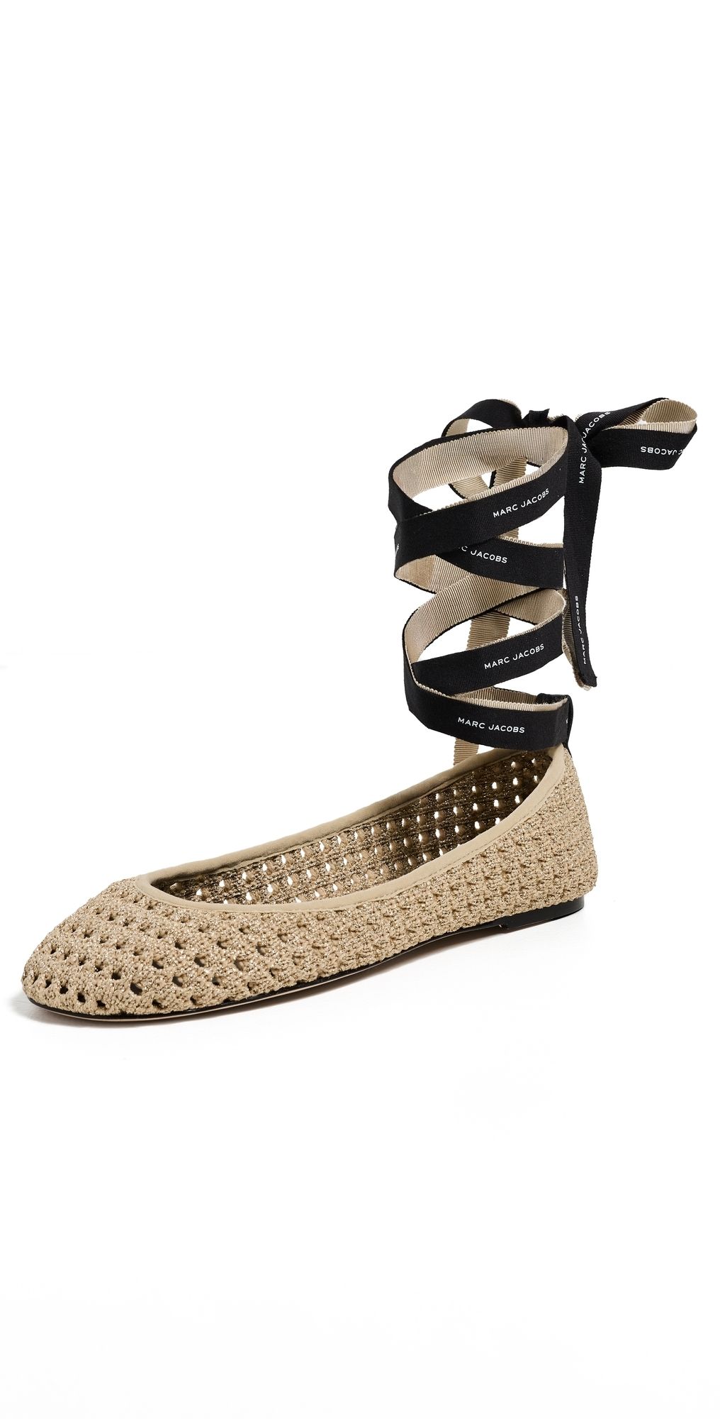 Marc Jacobs The Logo Ribbon Ballerina Flats Champagne 41
