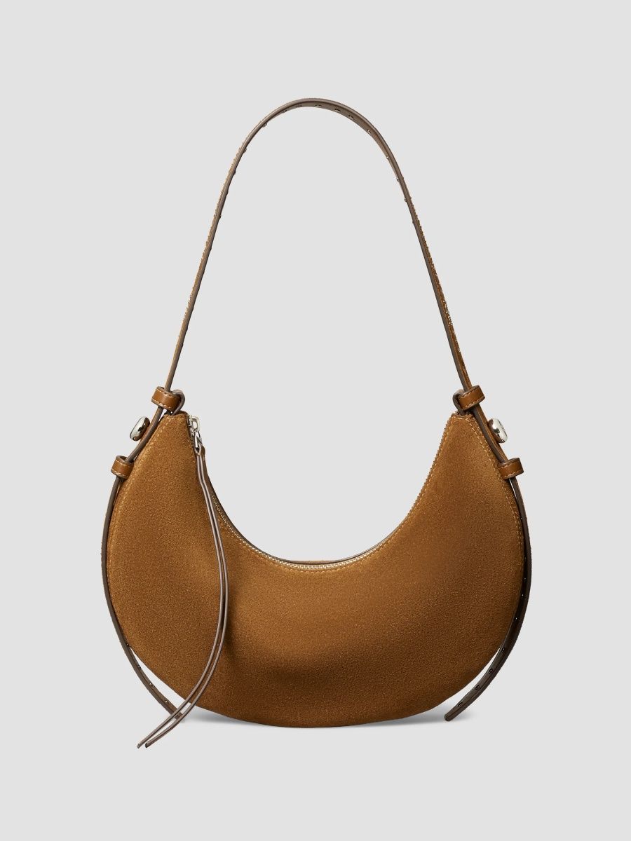Tory Burch Women's Romy Studded Suede Shoulder Bag - Caramel