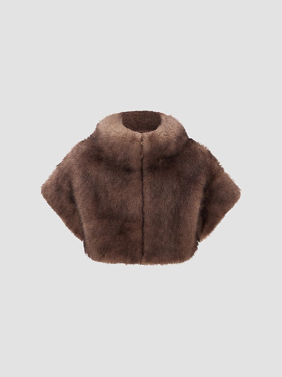Lyla Grant Women's Faux Fur Sable Bolero Coat - Brown - Size XL