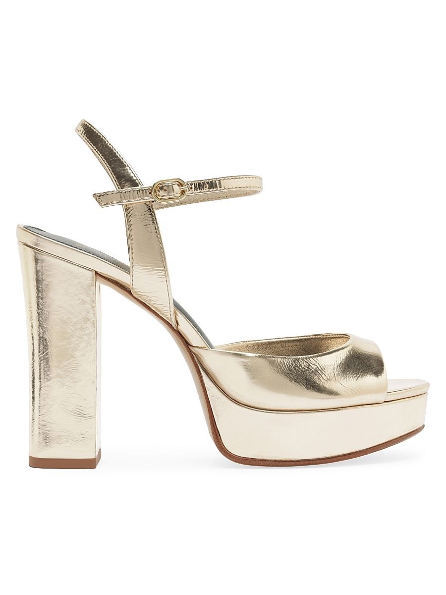 Women's Amy 120MM Leather Platform Sandals - Golden - Size 11.5