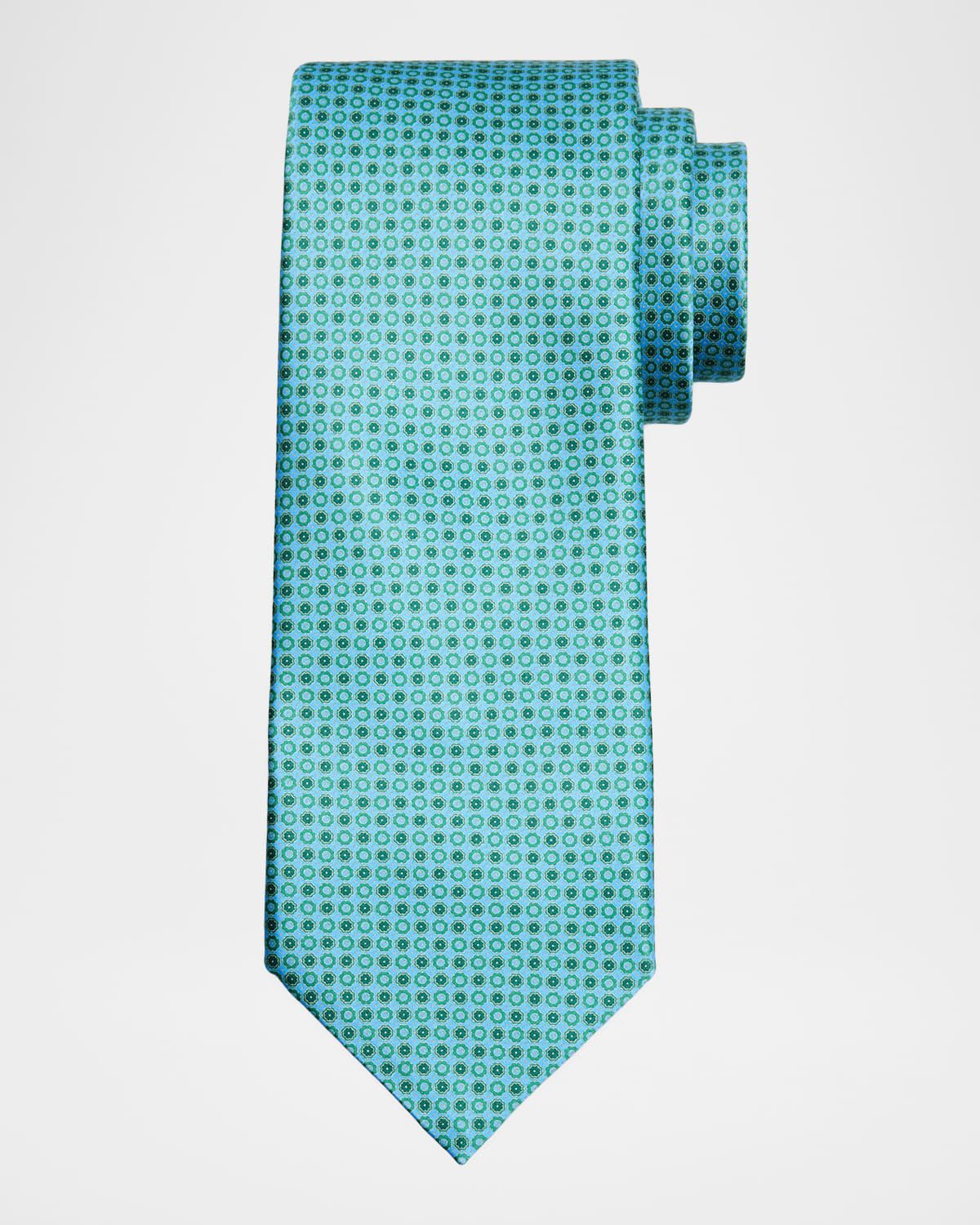 Men & apos;s Micro-Floral Geometric Silk Tie