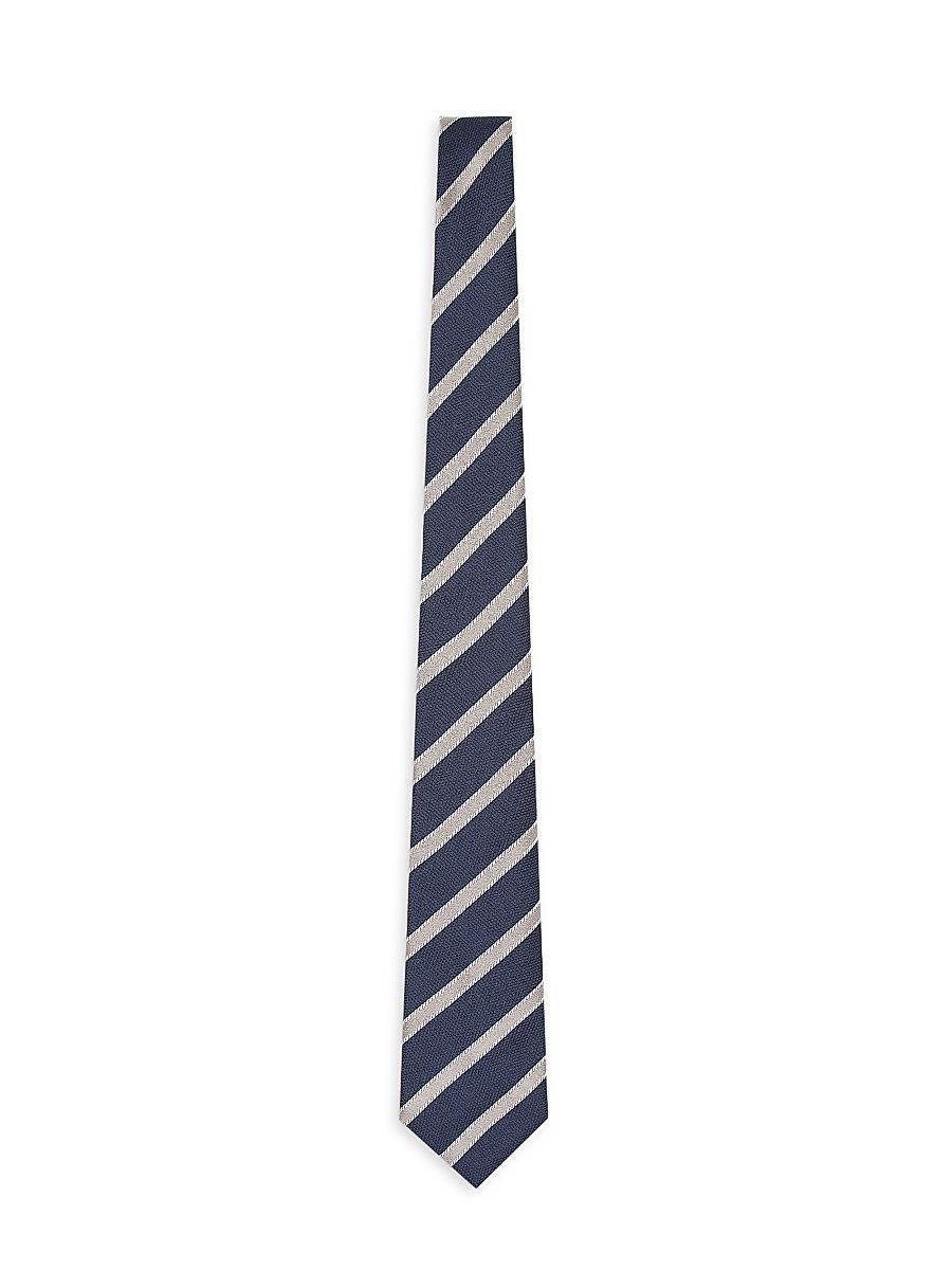 Men's Wide-Diagonal Striped Silk Jacquard Tie - Blue