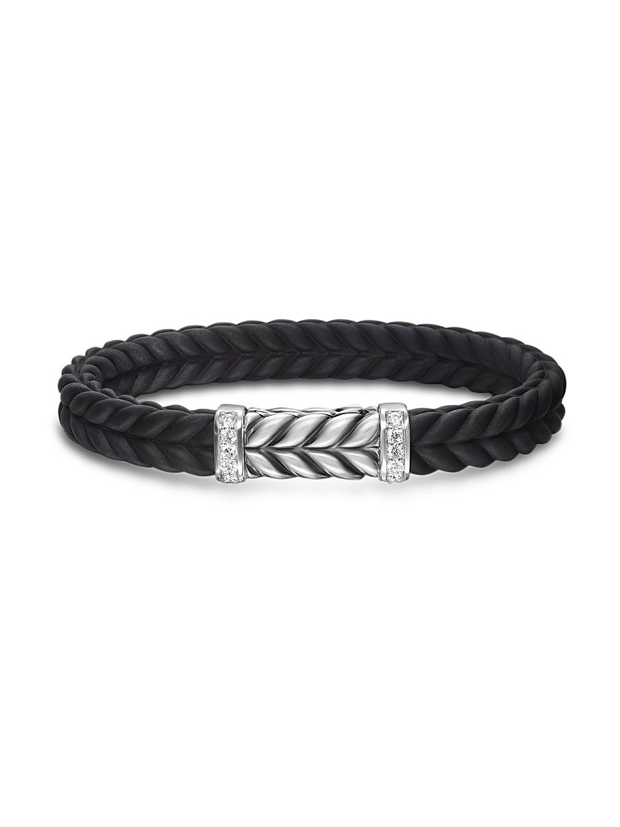 Men's Chevron Bracelet in Rubber - Diamond - Size Medium