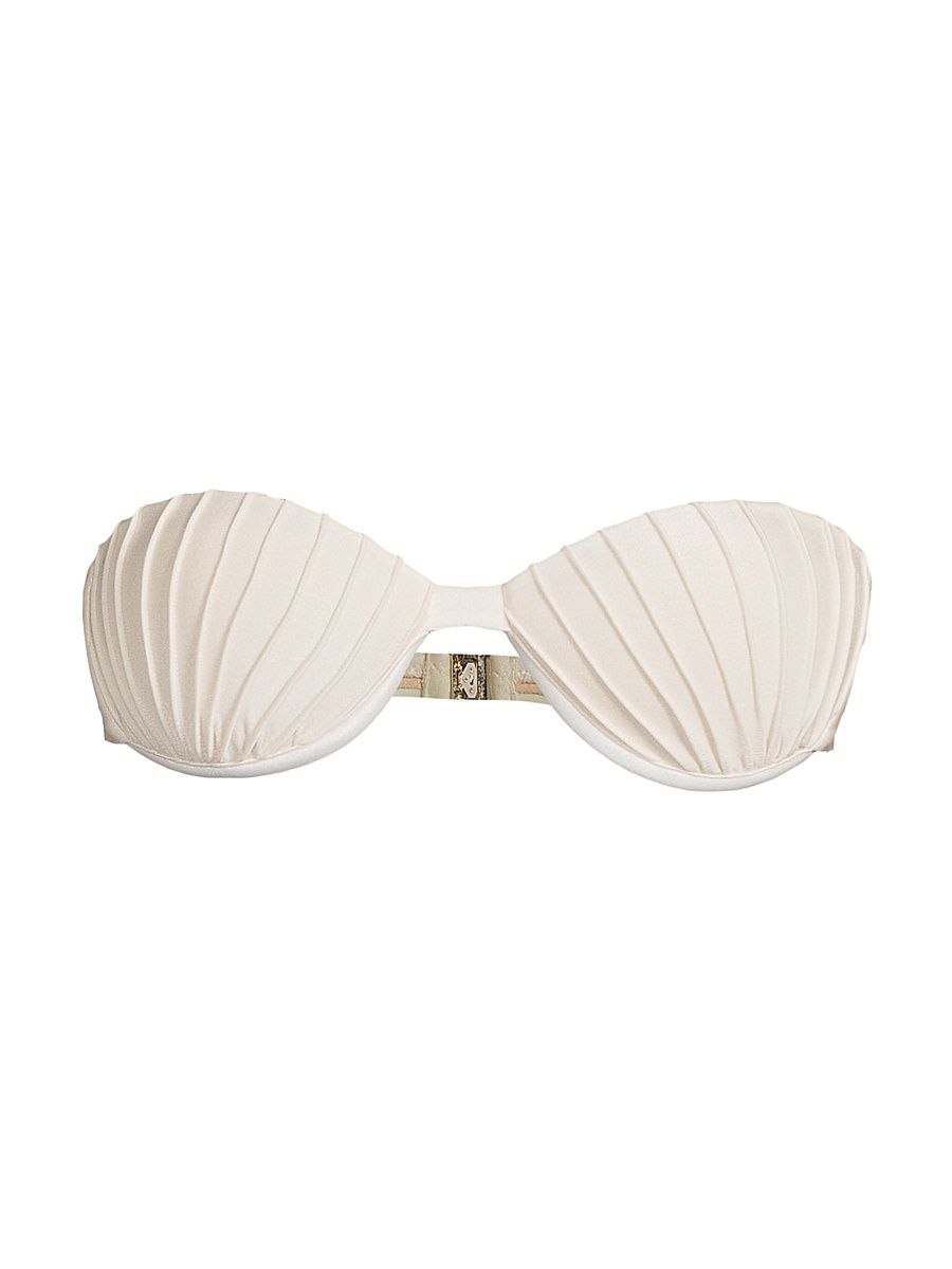 Women's Yolanda Pleated Bikini Top - Cream - Size Medium