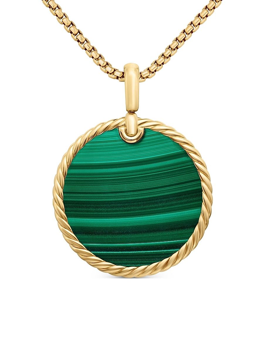 Women's DY Elements Disc Pendant in 18K Yellow Gold - Malachite