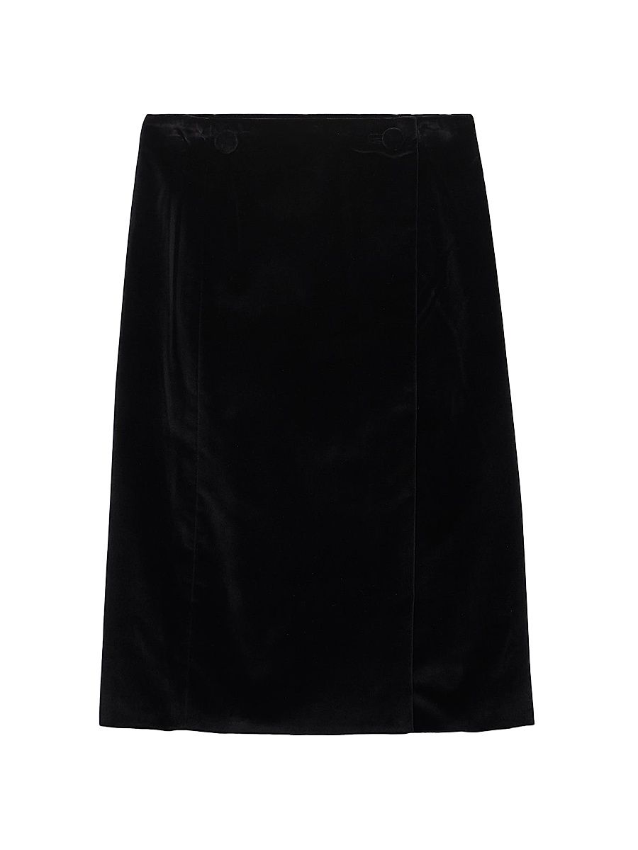 Women's Velvet Midi-skirt - Black - Size 10