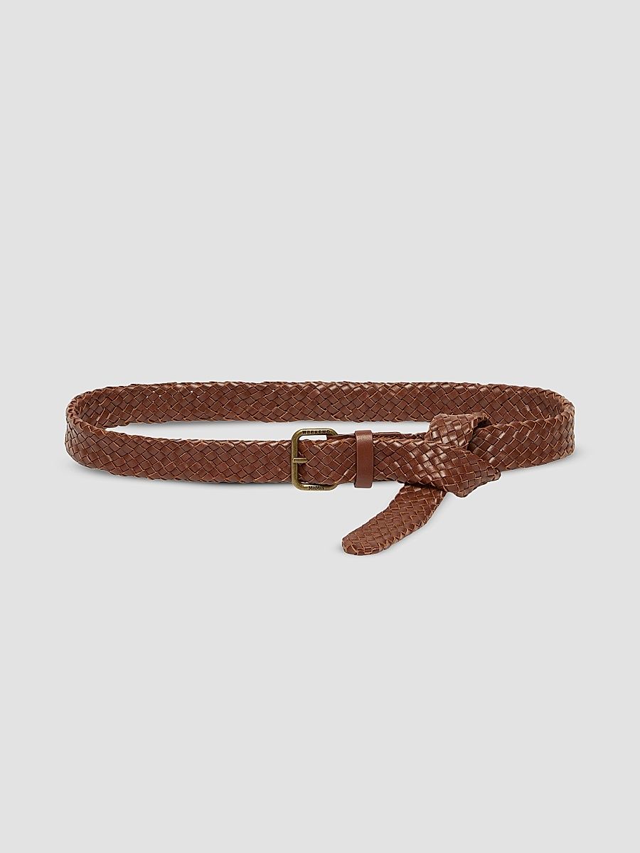 Women's Woven Leather Belt - Tobacco