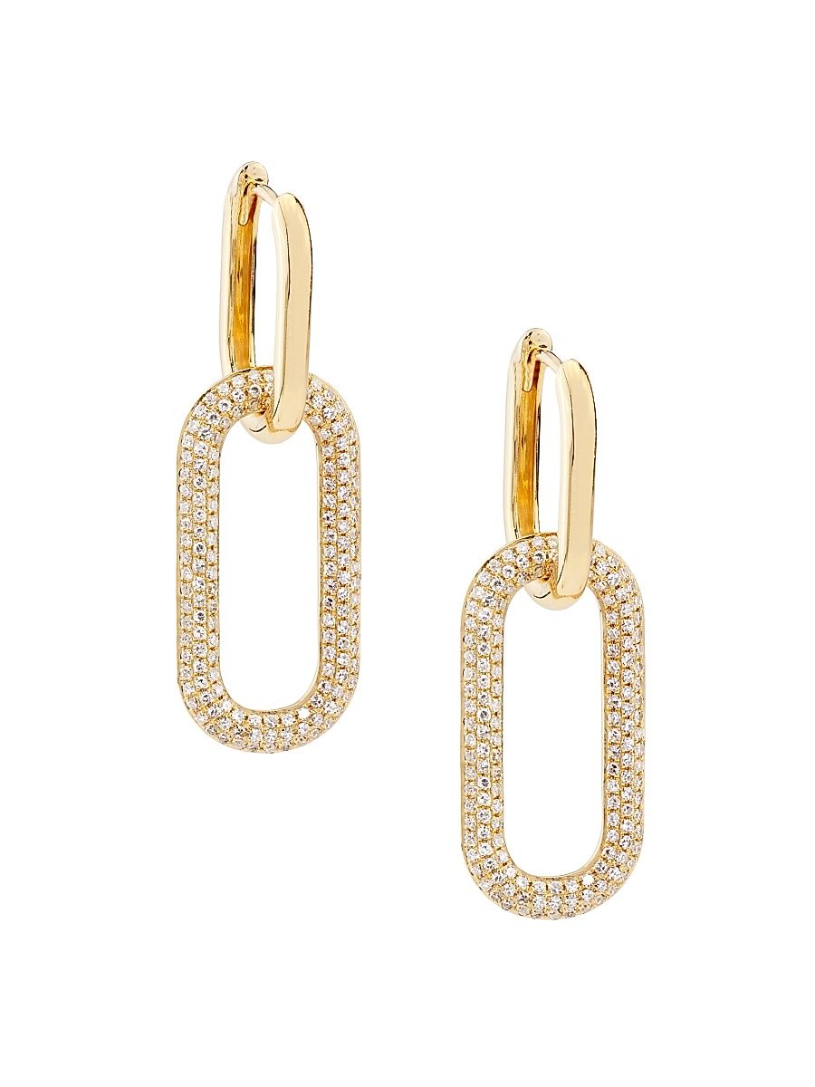 Women's 14K Yellow Gold & 0.71 TCW Diamond Oval-Link Drop Earrings - Gold