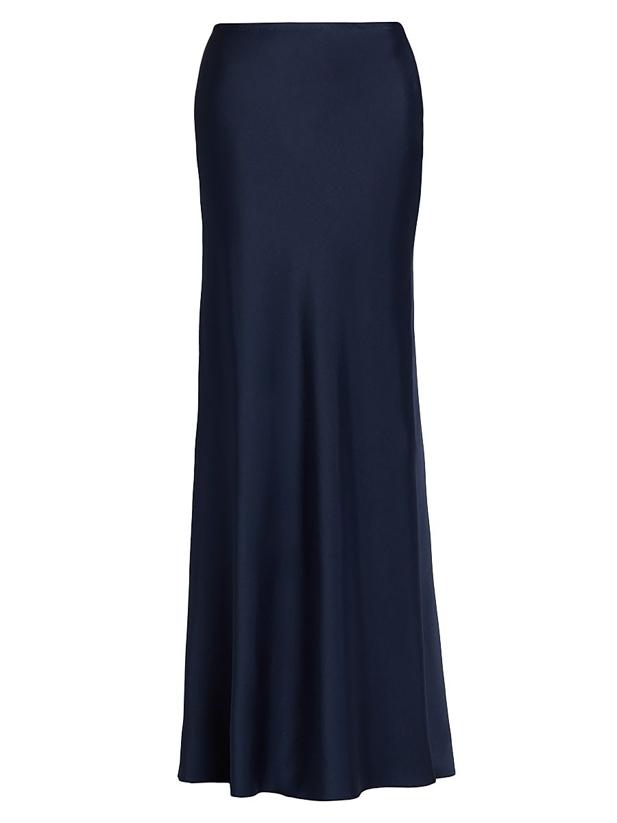 Women's Bias Satin Maxi Skirt - Blue - Size 6