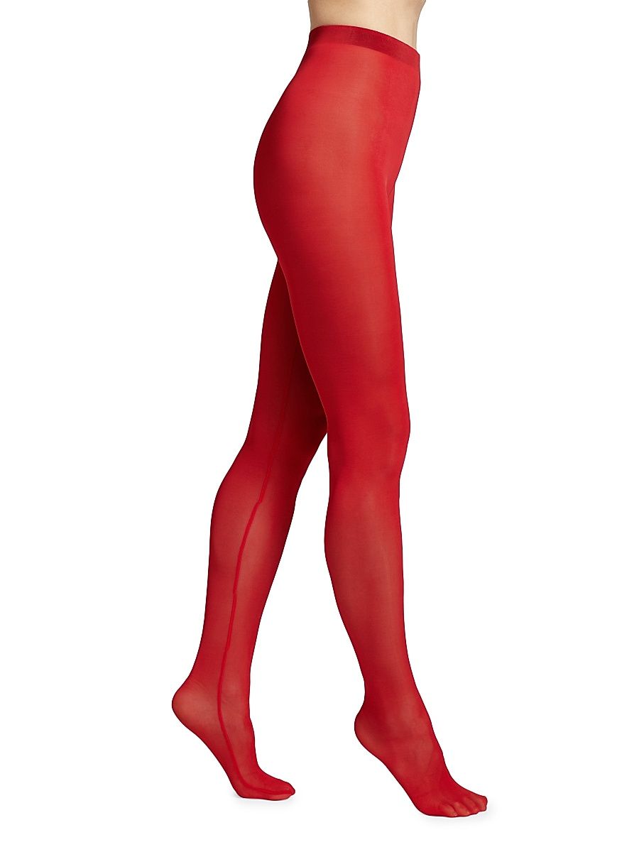 Women's Sheer High-Waisted Tights - Red - Size XS