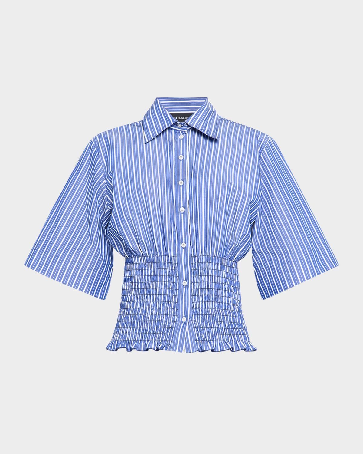 The Harte Smocked Button-Front Shirt