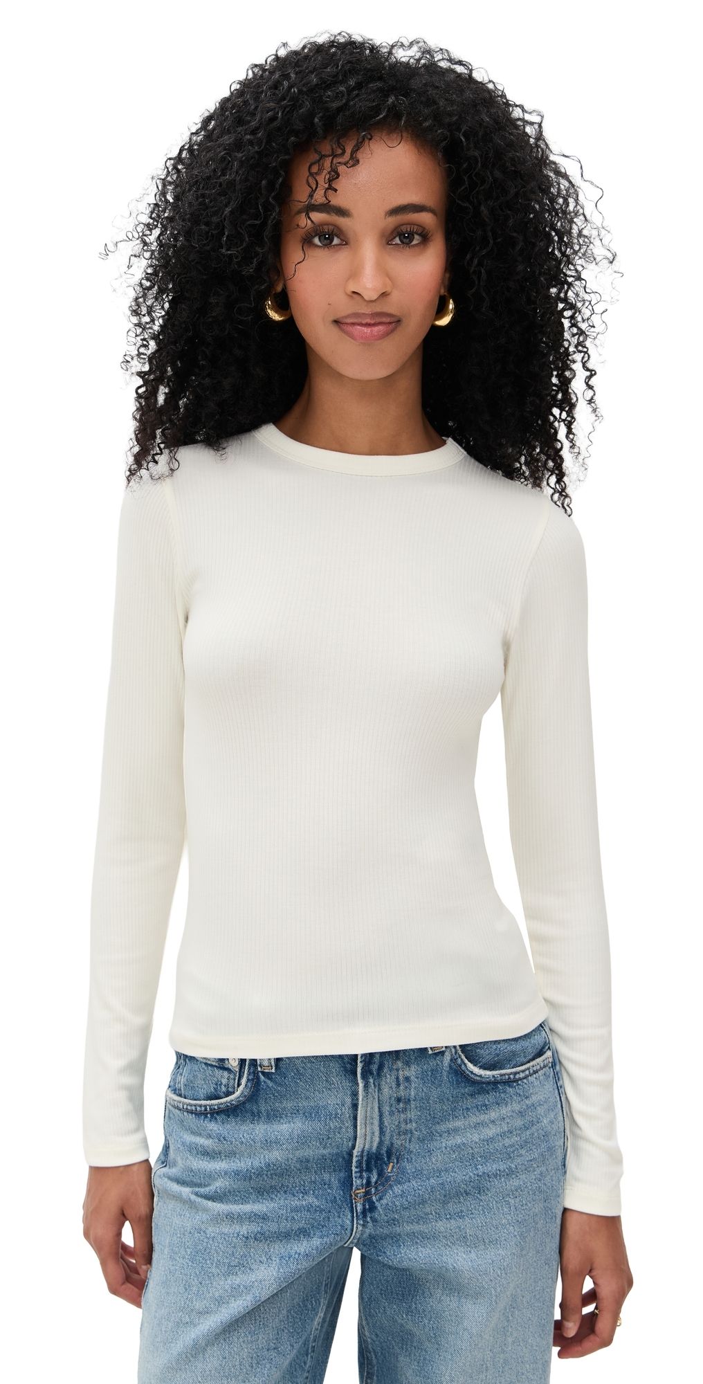 Madewell Drapey Rib Long-Sleeve Tee Winter White XXL