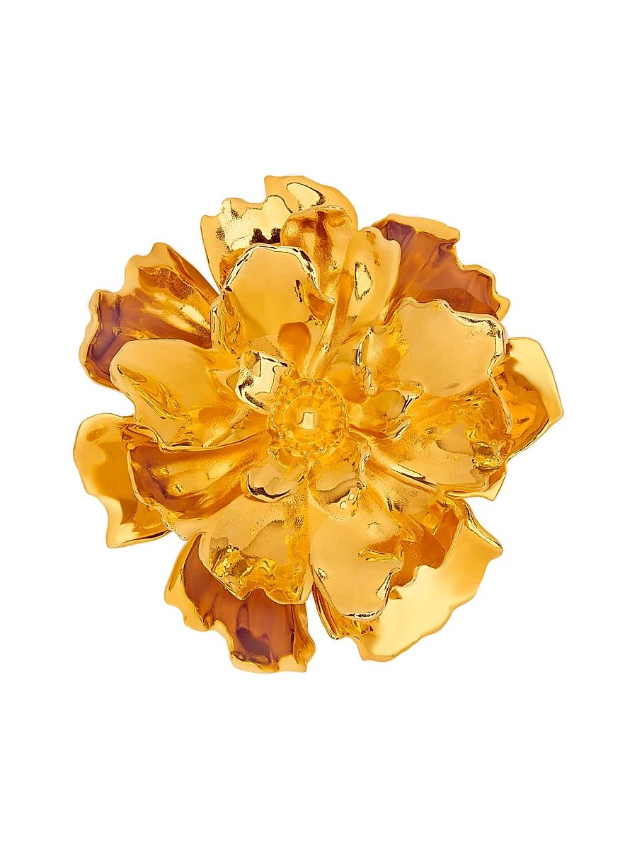 Women's 24K-Gold-Plated Brass Peony Brooch - Gold