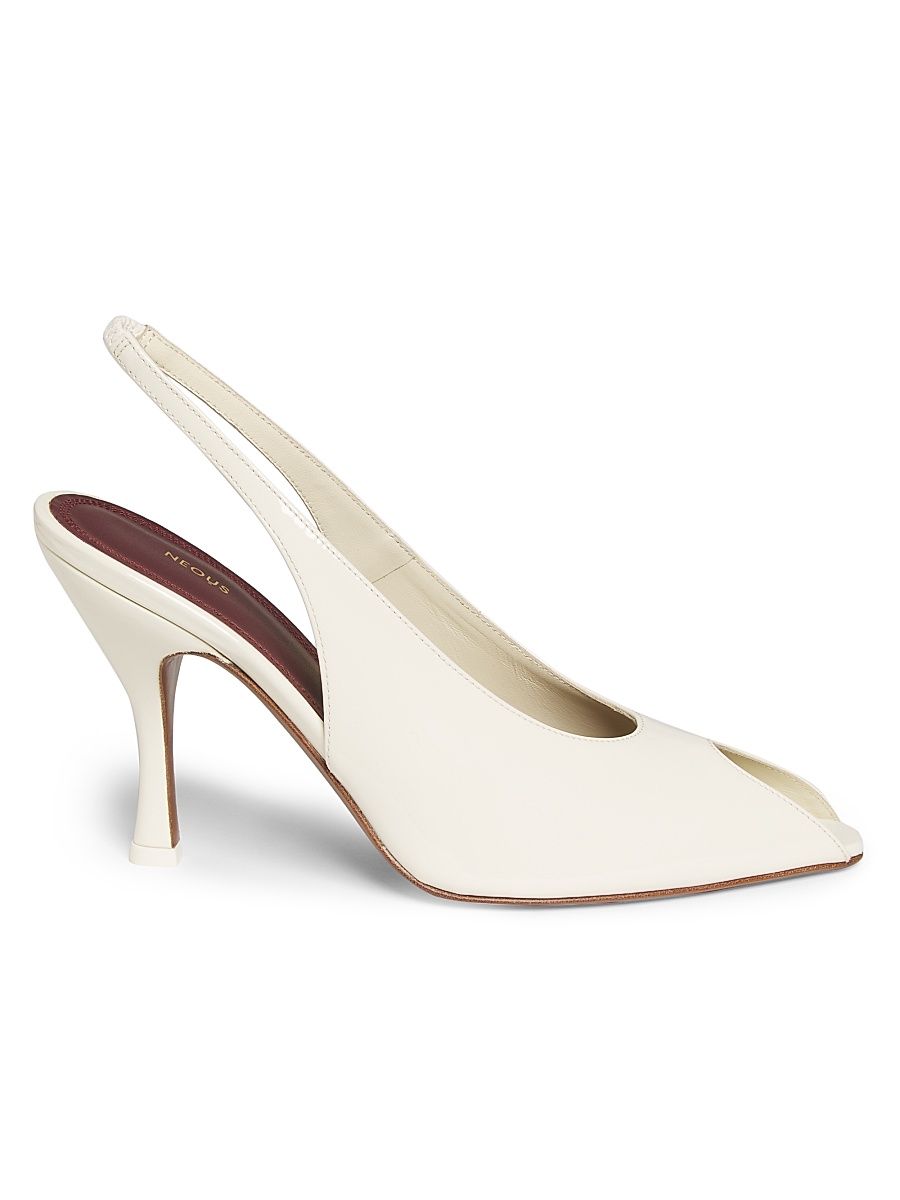 Women's Hamal 85MM Patent Leather Peep-Toe Slingback Pumps - Cream - Size 10