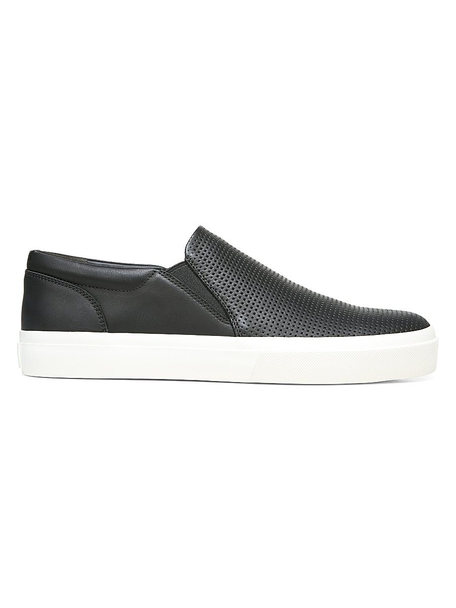 Men's Fletcher Leather Slip-On Sneakers - Black - Size 9.5
