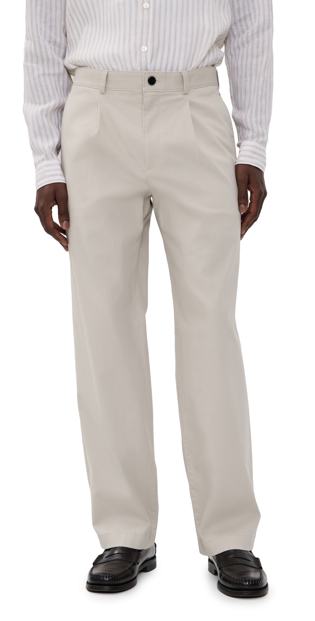 Theory Relaxed Pleat Pants in Moonsoft Cotton Silver Cloud 36