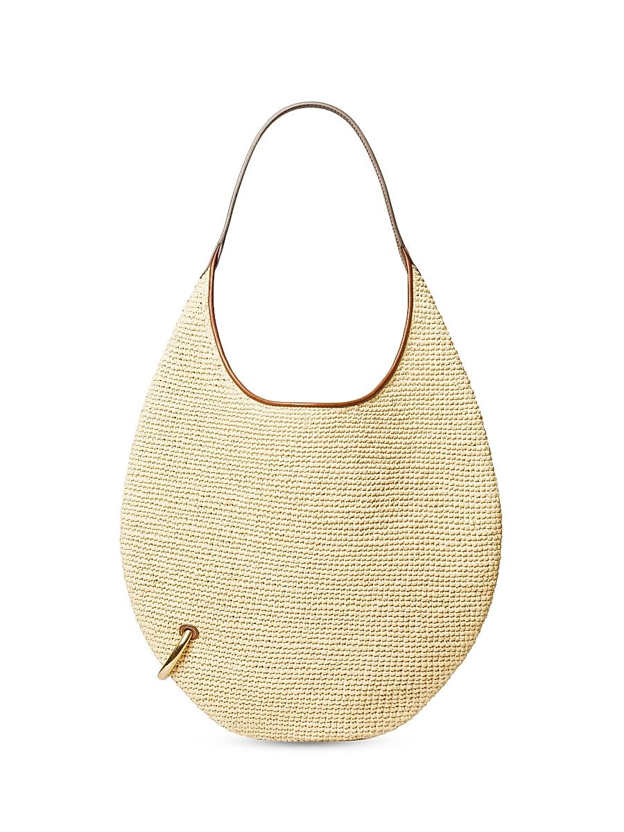 Women's Pierced Raffia Shoulder Bag - Natural