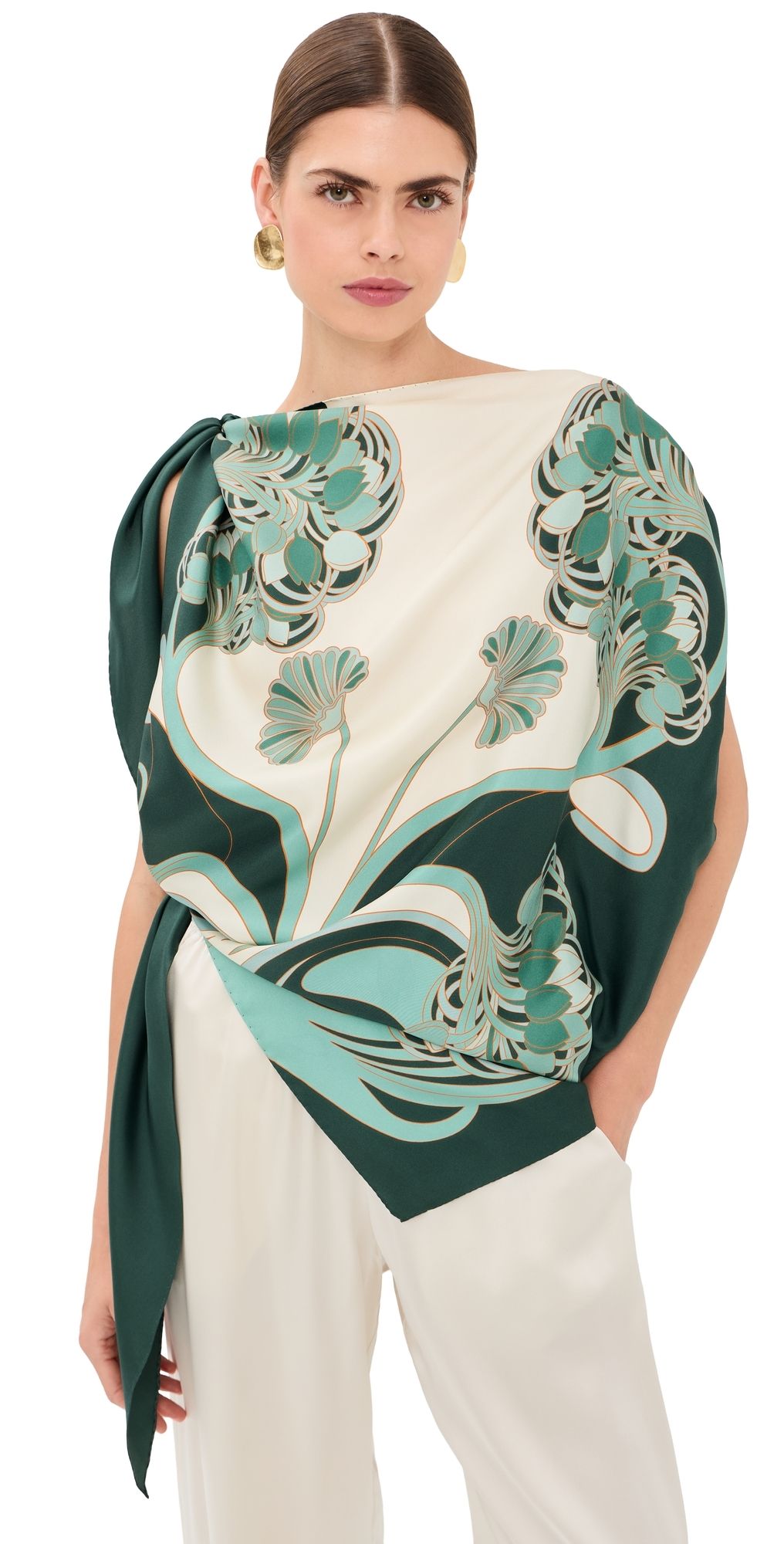 La DoubleJ Full-On Foulard Silk Top Blooming Tulip Placee One Size