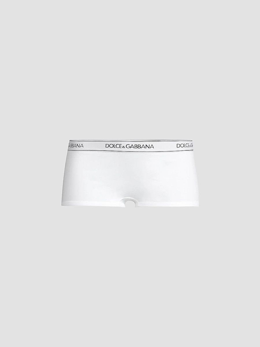 Dolce & Gabbana Women's Logo Band Boy'shorts - Bianco Ottico - Size XL