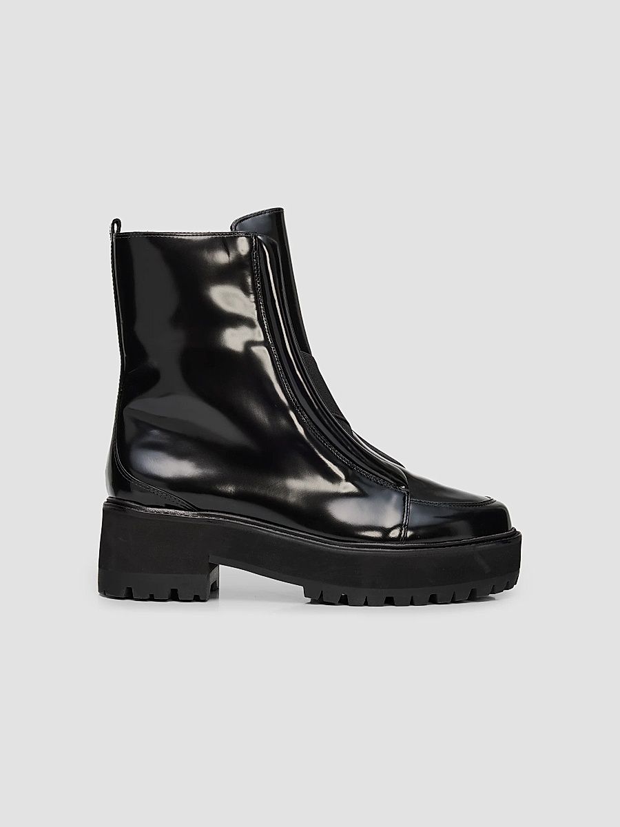Alexandre Birman Women's Joanna 45MM Patent Leather Booties - Black - Size 12