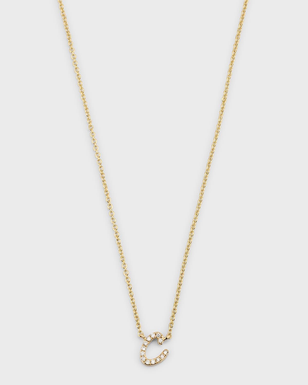 14k Diamond Pave Initial Necklace